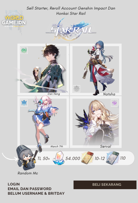 [Asia] Akun Gacha Honkai Star Rail 54-55k Jade Random Mc  Ex hack